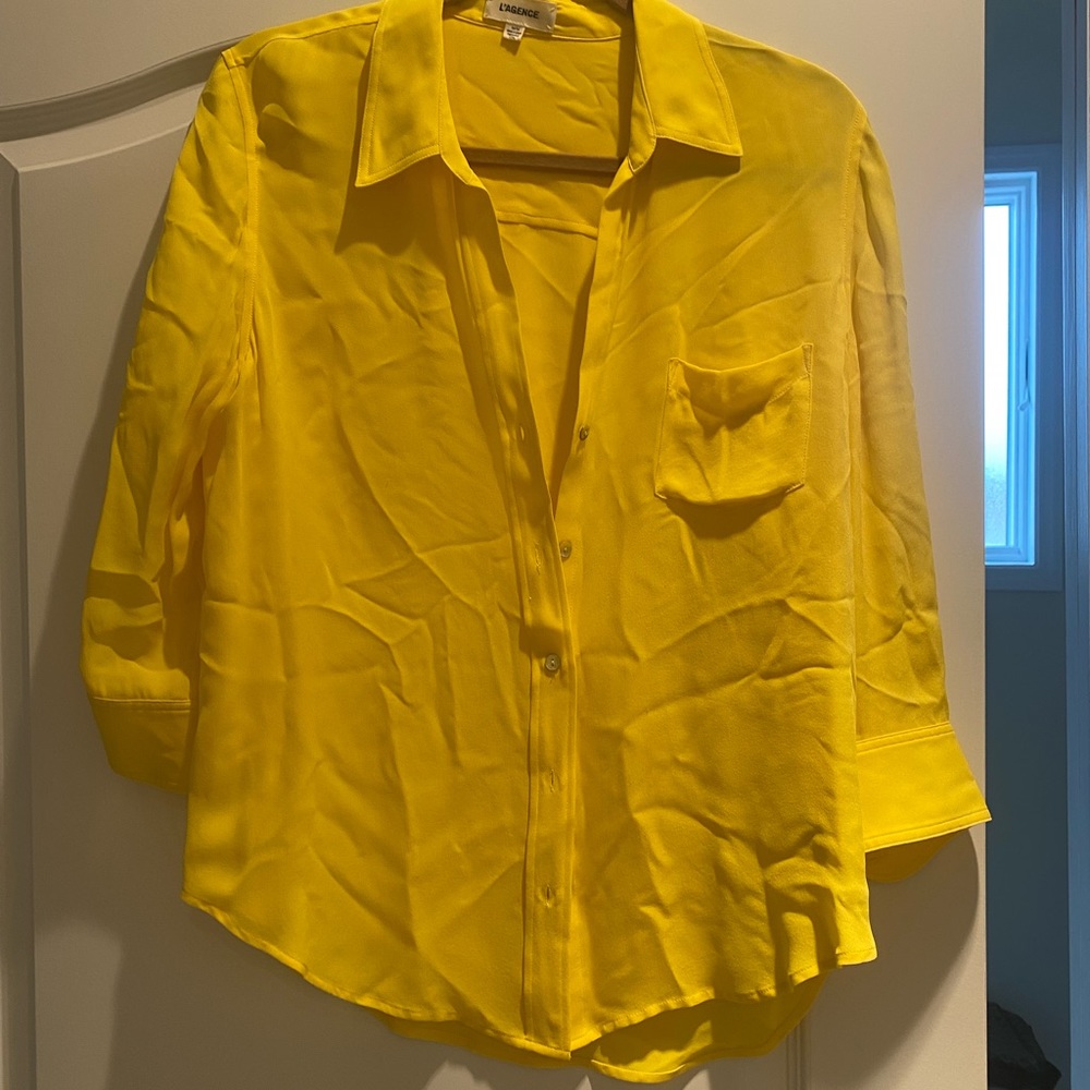 Lagence yellow button down top
